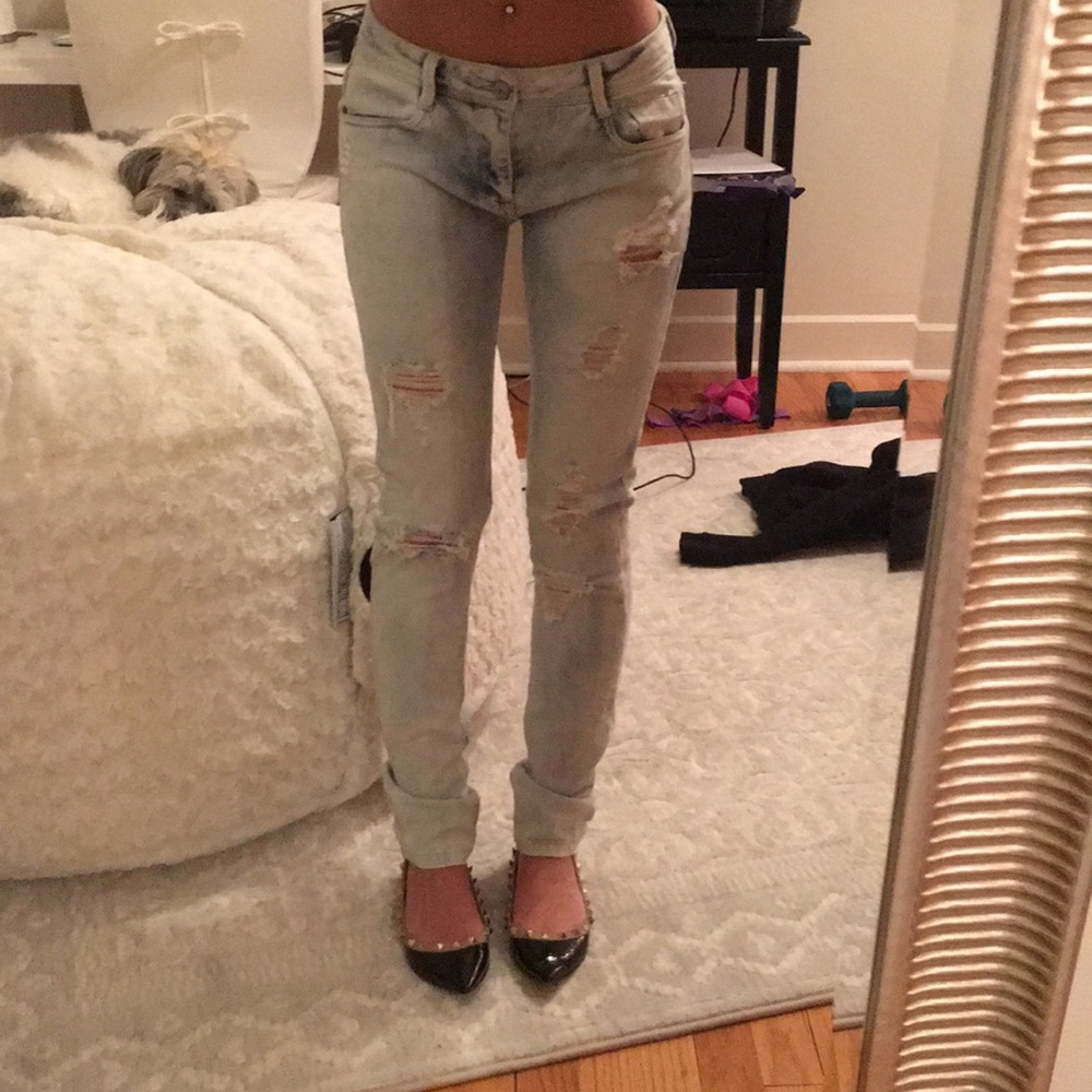 Zara skinny ripped jeans
